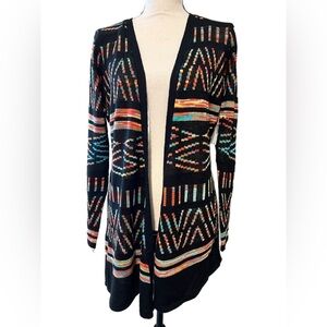 NEW DIRECTIONS PETITE womens small cardigan rainbow combo long sleeve black new